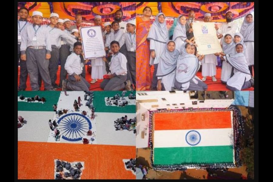 AL-Jamieathus Sadhik Matriculation School celebrated 75th year of Indian Independence by setting ‘Elite World Records’