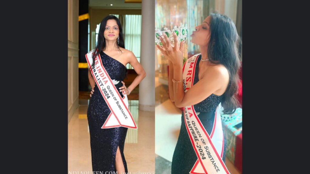 Shaily Aggarwal won the title of second runner-up in the Sapphire category at the Mrs. Indian Queen of Substance pageant 2024
