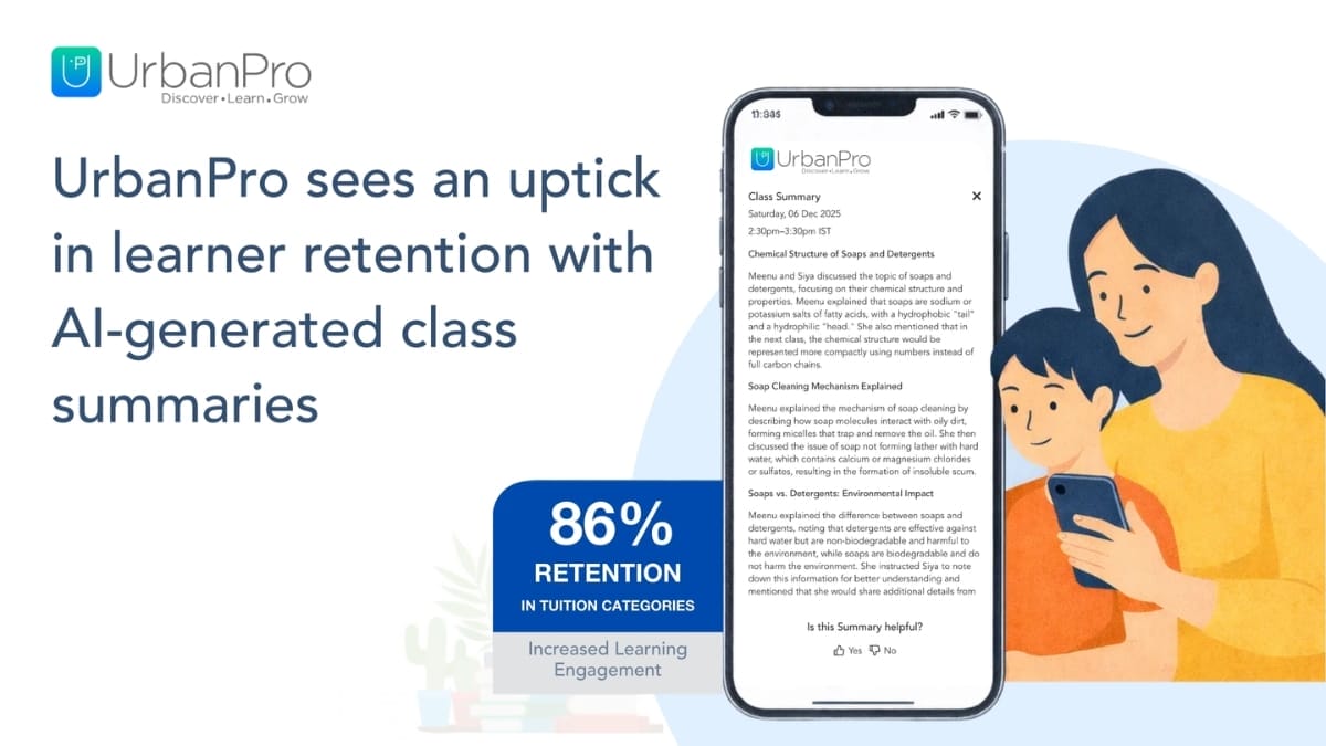 UrbanPro Launches AI-Powered Class Summaries to Give Parents Unprecedented Visibility Into Their Child’s Learning UrbanPro Launches AI-Powered Class Summaries to Give Parents Unprecedented Visibility Into Their Child’s Learning - PNN