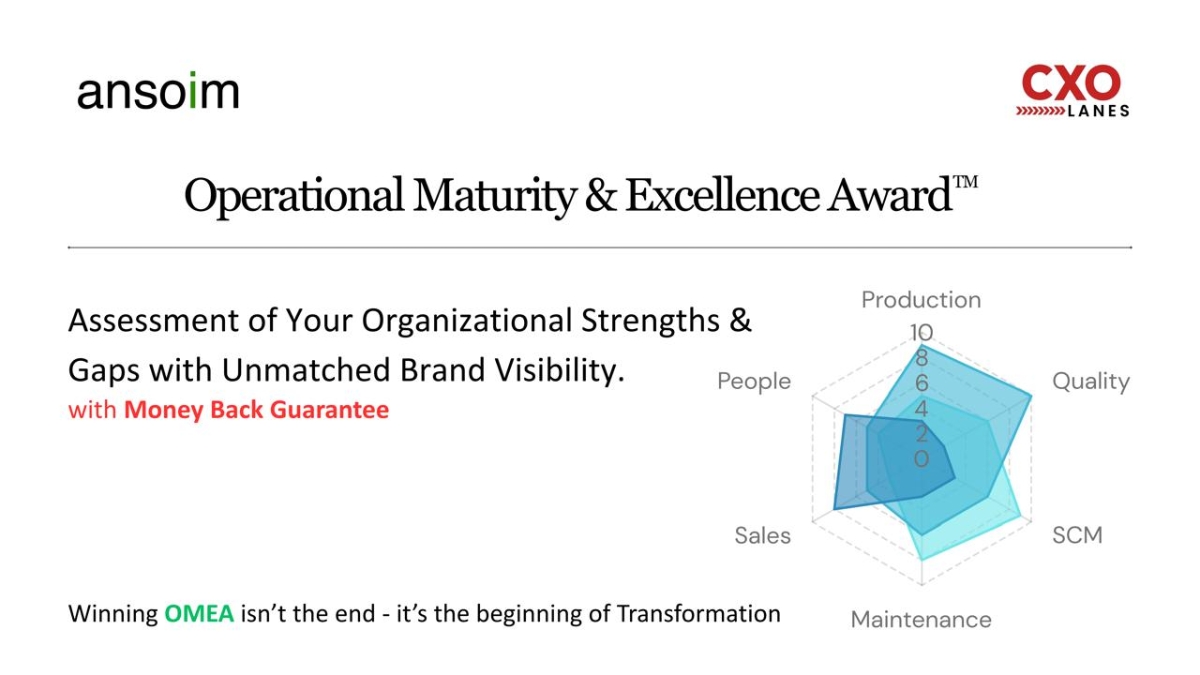 Manufacturing Award Reimagined: Why the ansoim–CXO Lanes Operational Maturity and Excellence Award TM Is Setting a New Benchmark-PNN
